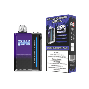 Oxbar Rocky Vapor M20K 20K Puffs Banana Blackberry Melon Adjustable Wattage Rechargeable Disposable Vape 20Mg