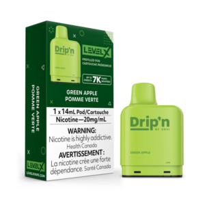 Dripin Level X 7K Puffs (Prefilled Pods)  Green Apple