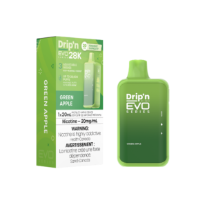 Dripin Evo 28k Puffs Green Apple Adjustable Wattage Rechargeable Disposable Vape 20Mg