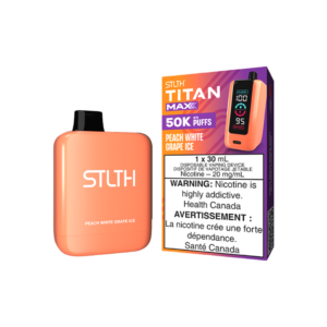 STLTH Titan Max 50K Puffs - Peach White Grape Ice Rechargeable Disposable Vape 20Mg