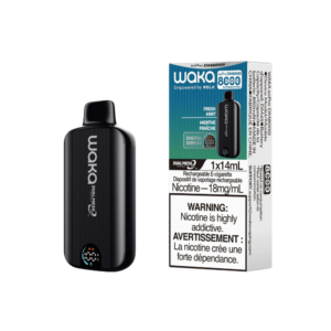 WAKA 8K Puffs Fresh Mint Adjustable Wattage Rechargeable Disposable Vape 18mg